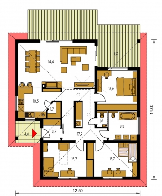 Plan de sol du rez-de-chaussée - BUNGALOW 173